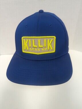 Killik Hunting Sports Cap Spellout Patch Full Fitted Sz M/L Blue Yellow